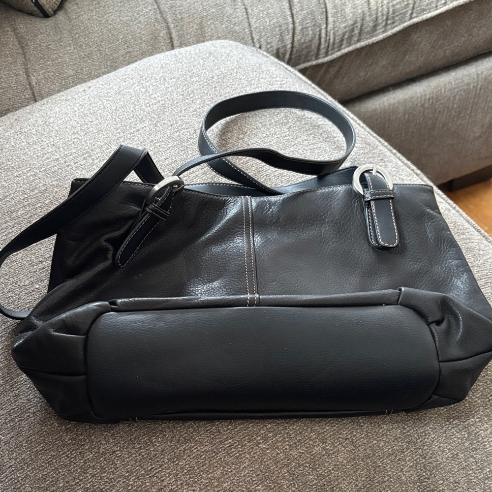 Stylish Black Leather Men's Women’s Unisex Leather Purse Handbag Bag